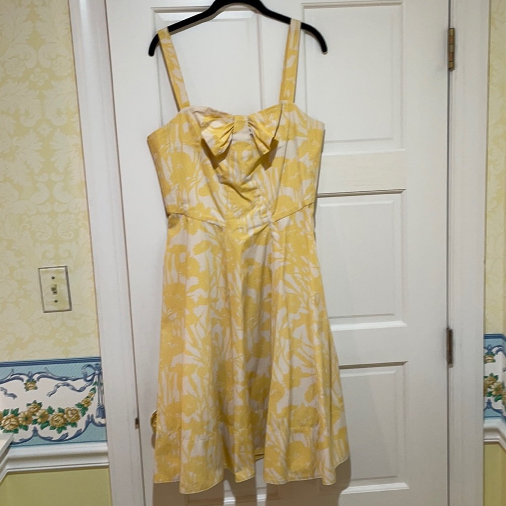 Marc Jacobs Yellow Cotton A-Line Sundress with Bow Detail